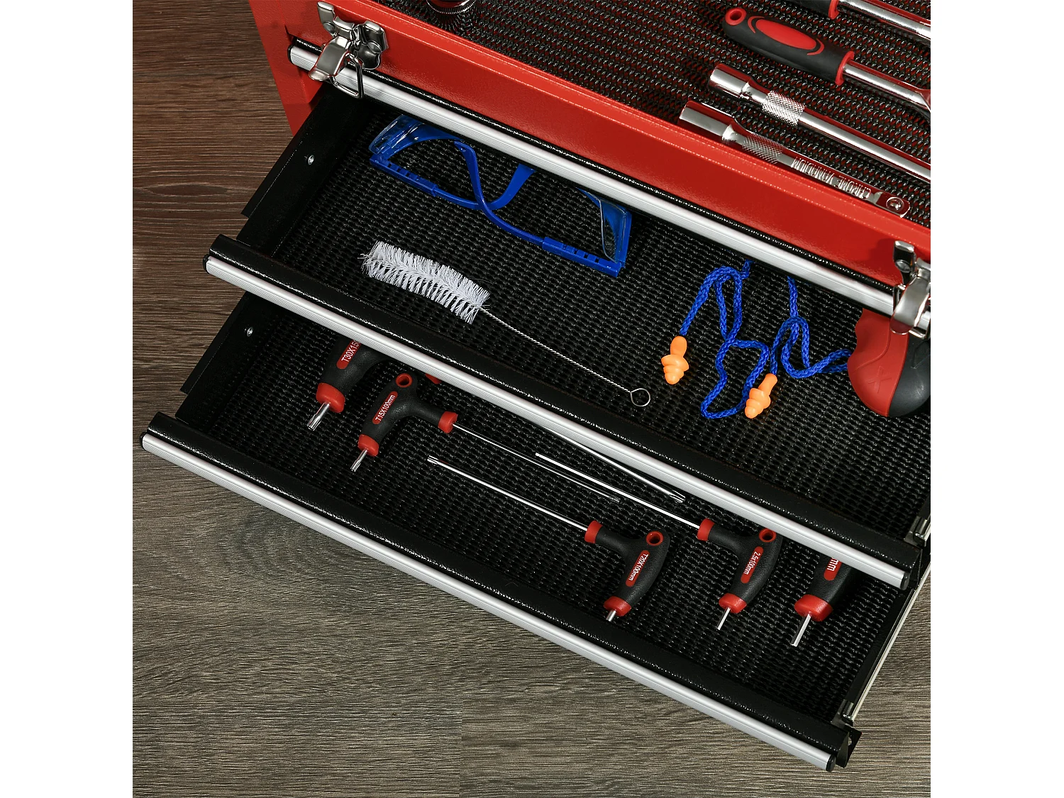 Carrello portautensili 2 in 1 con cassetta rimovibile e armadietto