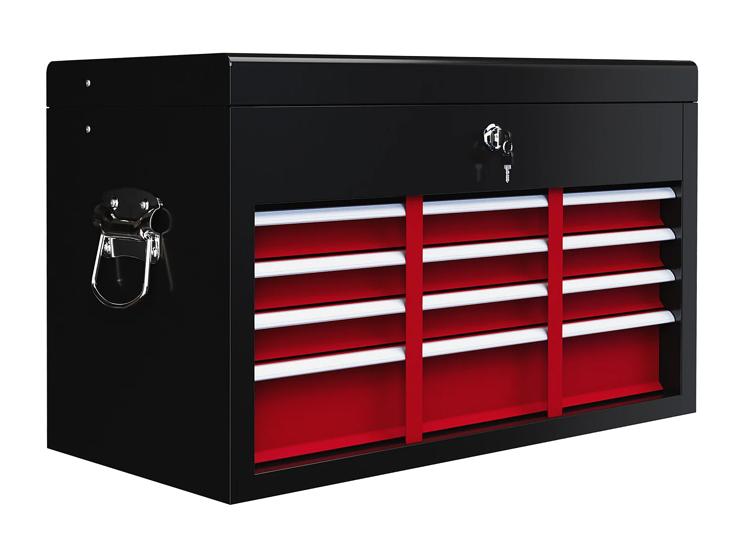 Cassetta porta attrezzi a 6 cassetti con serratura acciaio nero rosso