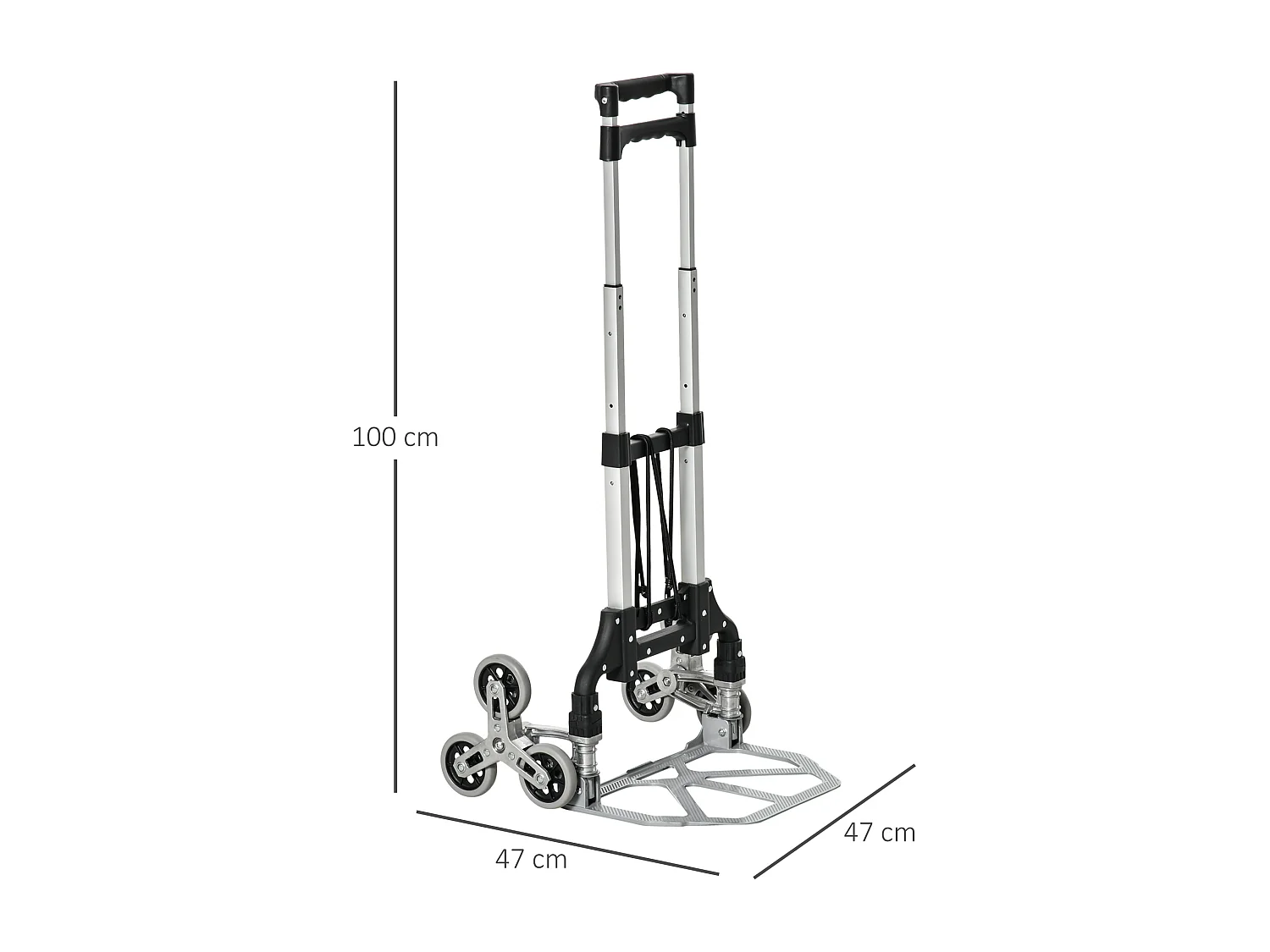 Carrello portapacchi pieghevole a 6 ruote argento e nero