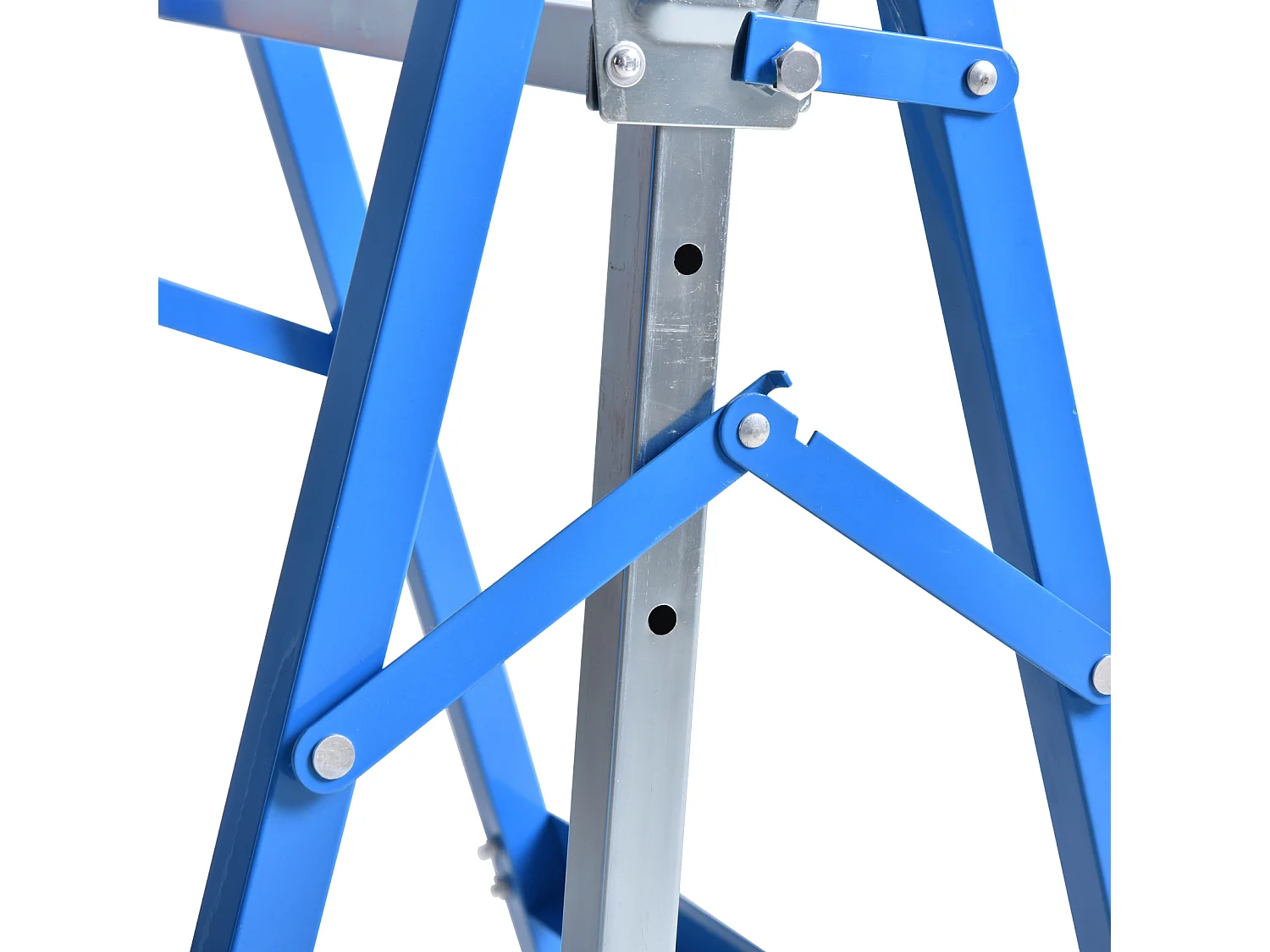 Set 2 Cavalletti da Lavoro Pieghevoli Altezza Regolabile in Acciaio