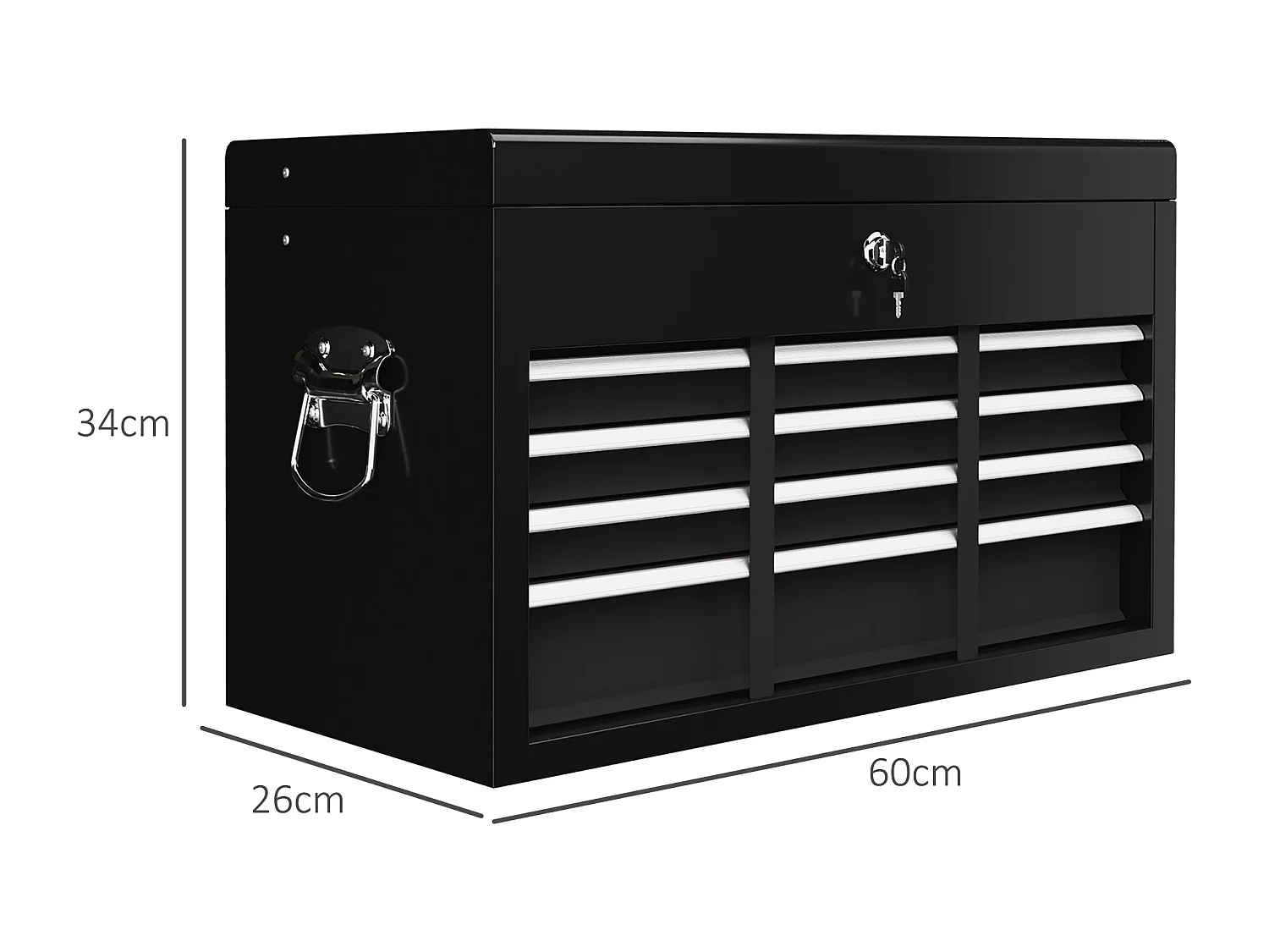 Cassetta porta attrezzi a 6 cassetti con serratura in acciaio nero