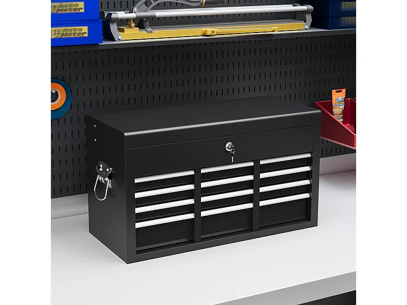 Cassetta porta attrezzi a 6 cassetti con serratura in acciaio nero