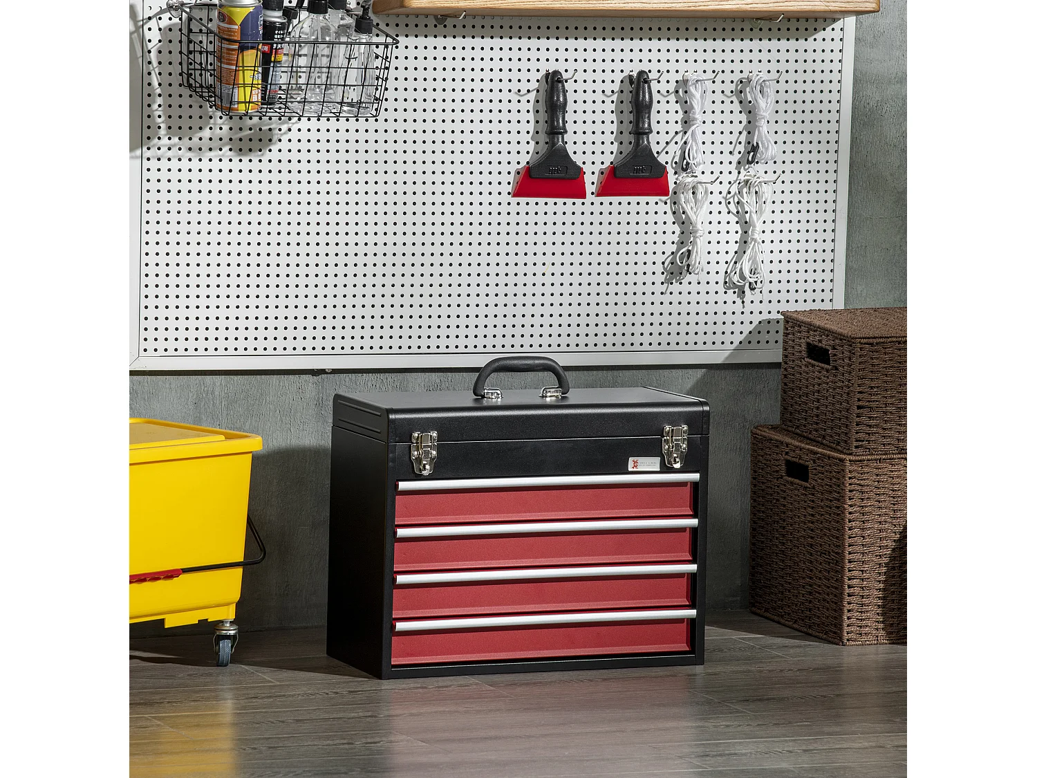 Cassetta porta attrezzi con 4 cassetti e vassoio superiore