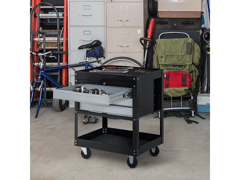 Carrello porta attrezzi professionale 3 cassetti con serratura e ruote