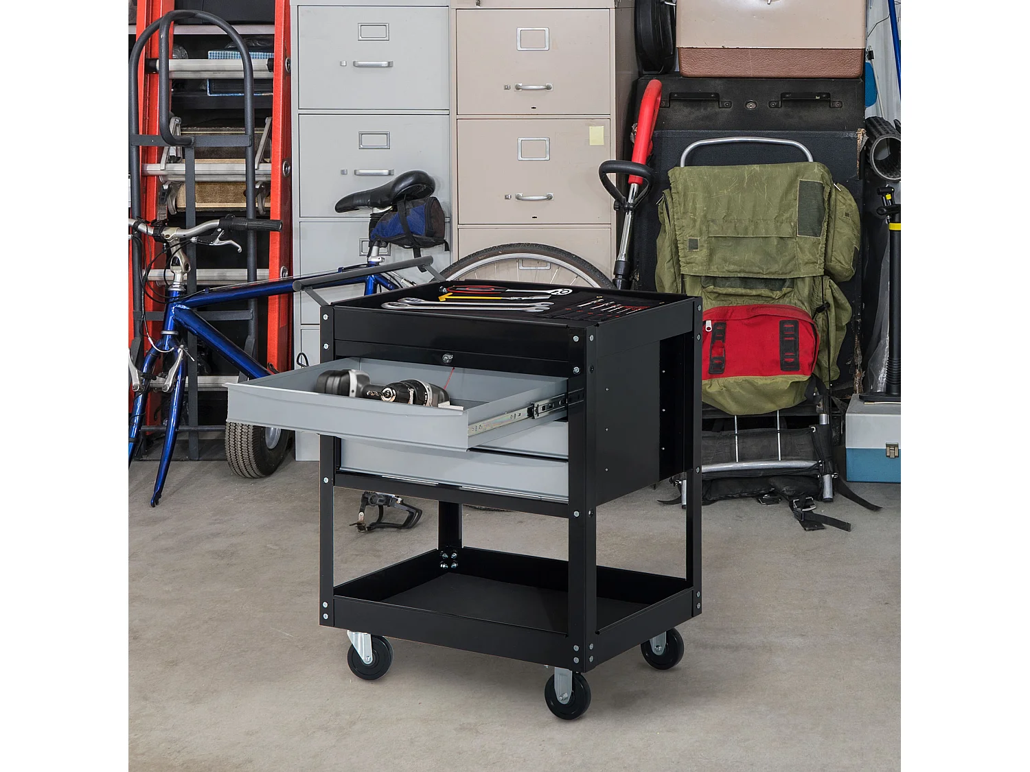 Carrello porta attrezzi professionale 3 cassetti con serratura e ruote