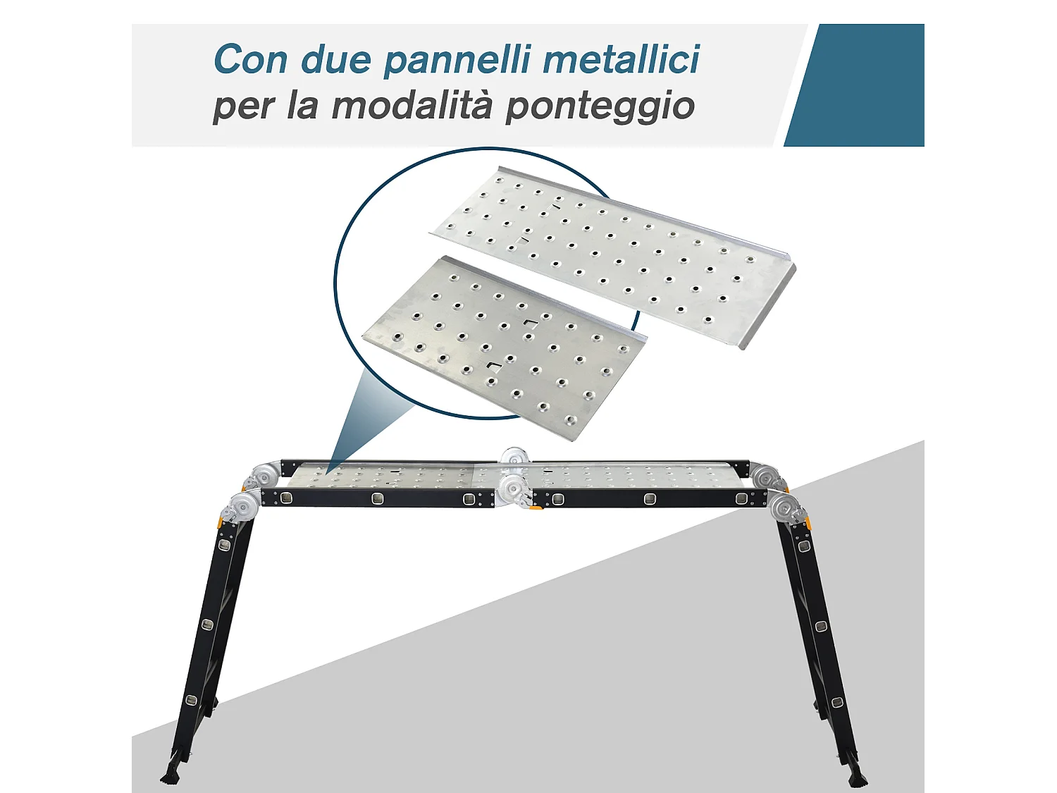 Durhand scala in alluminio nera 5 in 1 con carico massimo 150 kg