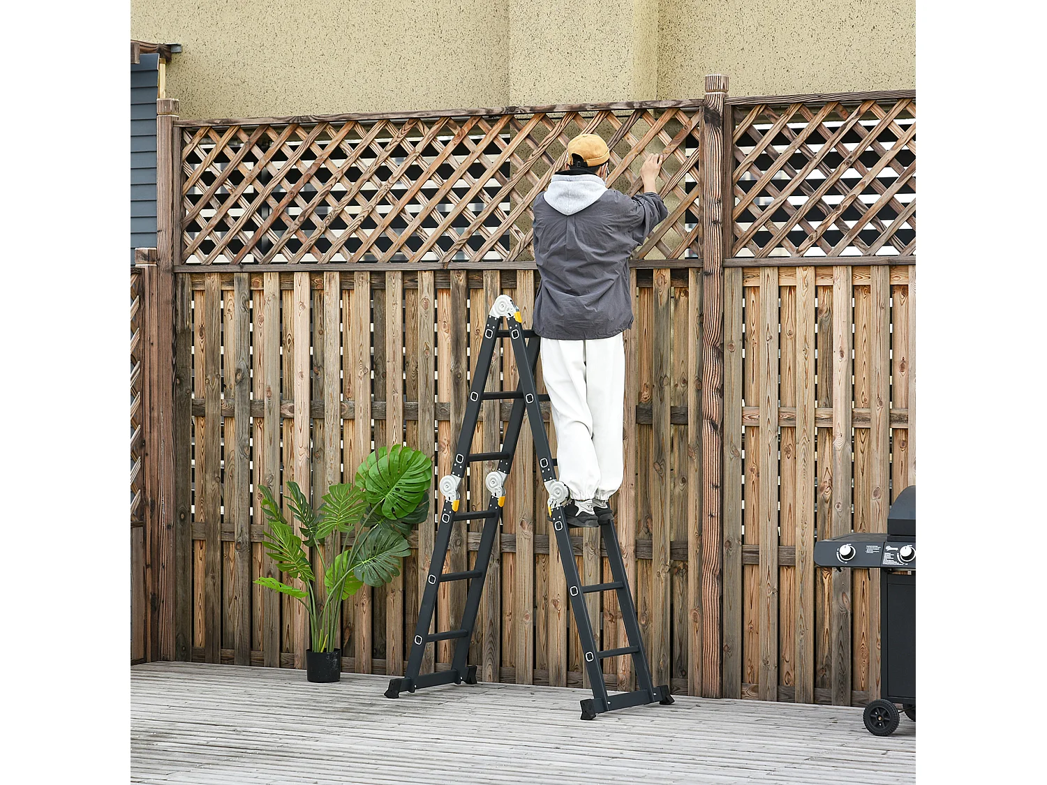 Durhand scala in alluminio nera 5 in 1 con carico massimo 150 kg