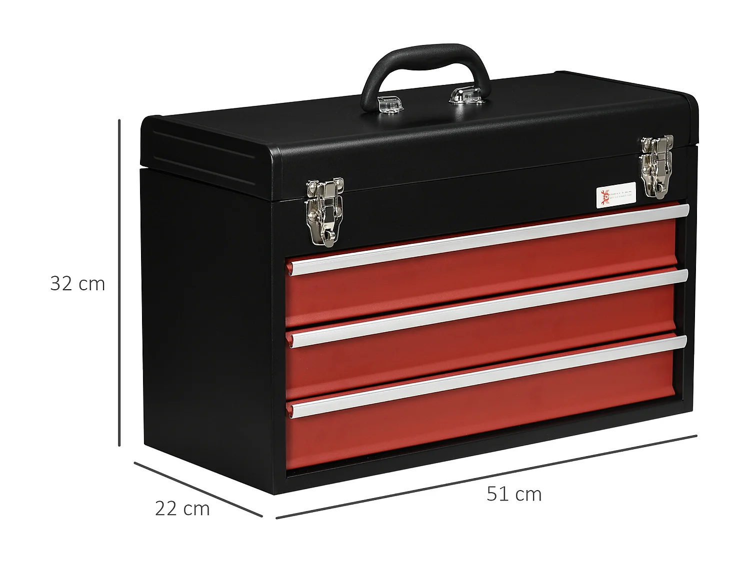 Cassetta porta attrezzi con 3 cassetti e vassoio superiore