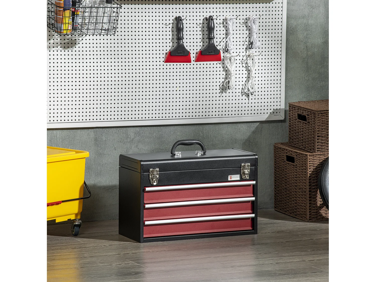 Cassetta porta attrezzi con 3 cassetti e vassoio superiore