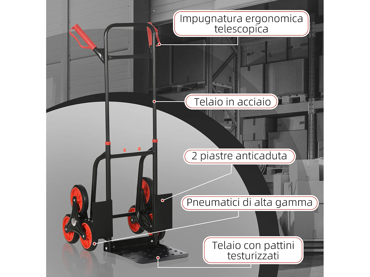 Carrello portapacchi compatto e pieghevole con maniglia estraibile