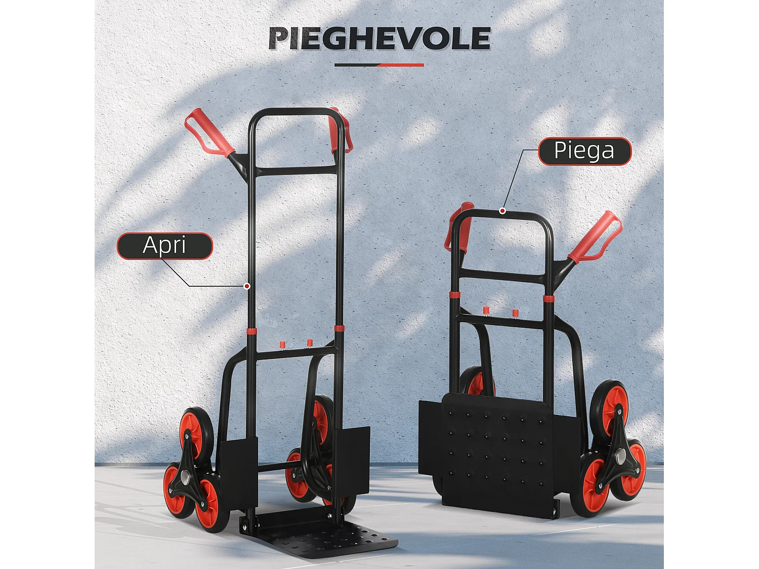 Carrello portapacchi compatto e pieghevole con maniglia estraibile