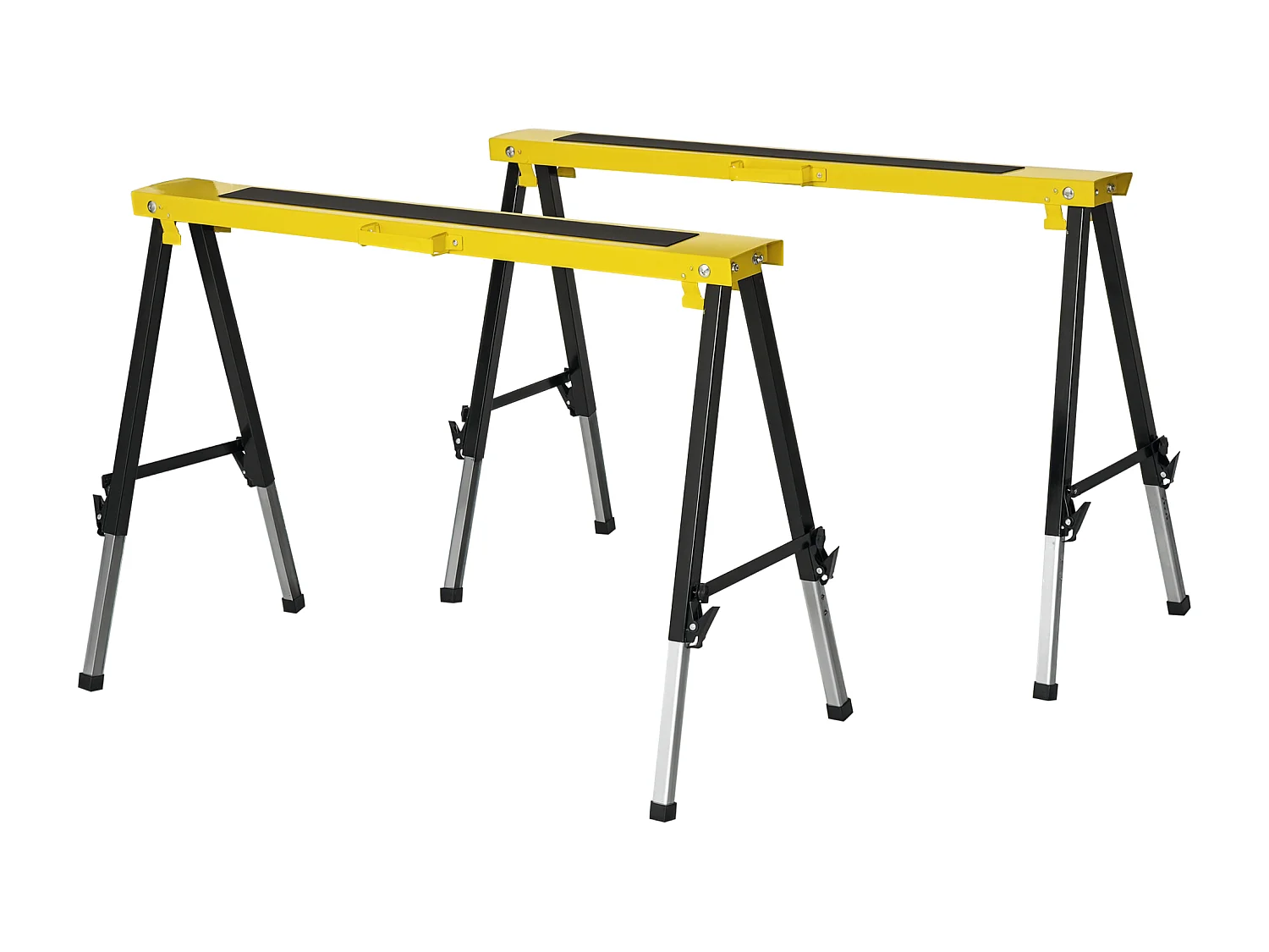 Set 2 Cavalletti da Lavoro Pieghevoli Portatili Antiscivolo Gialli