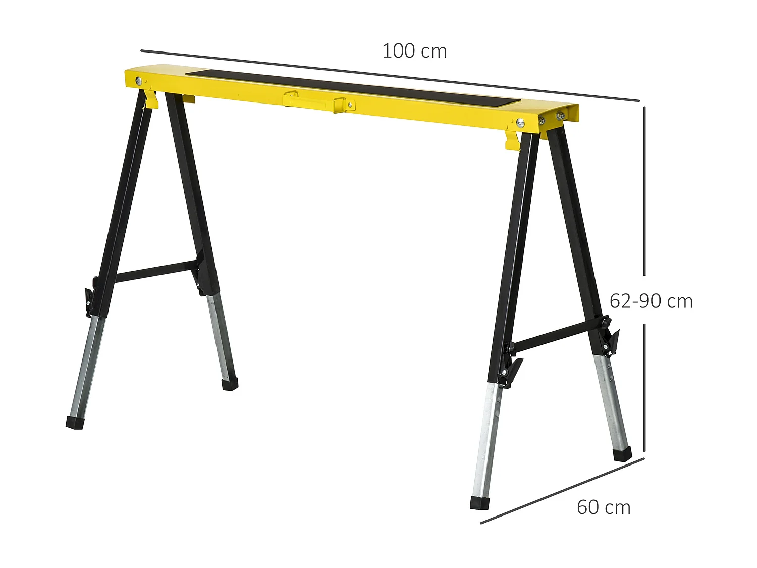 Set 2 Cavalletti da Lavoro Pieghevoli Portatili Antiscivolo Gialli