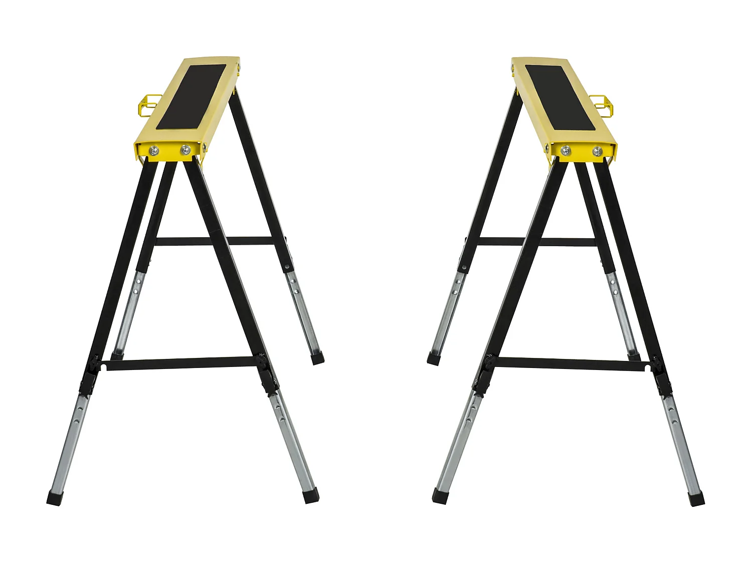 Set 2 Cavalletti da Lavoro Pieghevoli Portatili Antiscivolo Gialli