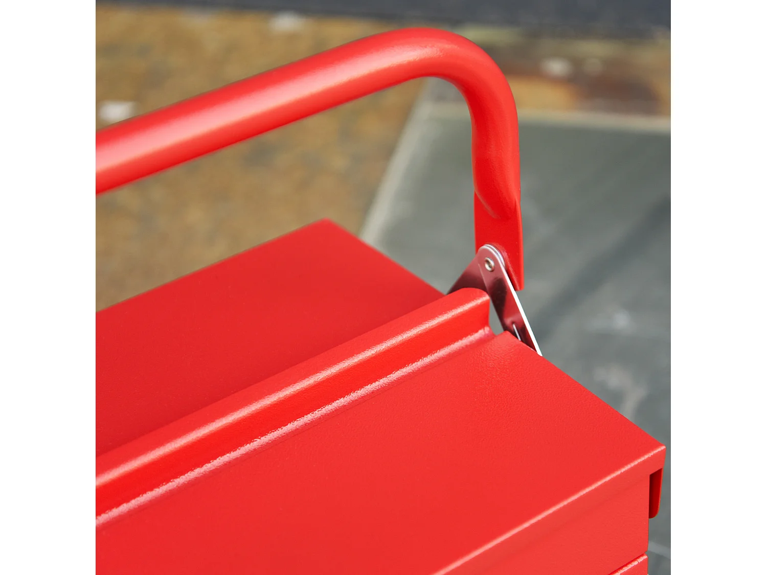 Cassetta porta attrezzi in acciaio pieghevole a 5 vassoi rosso