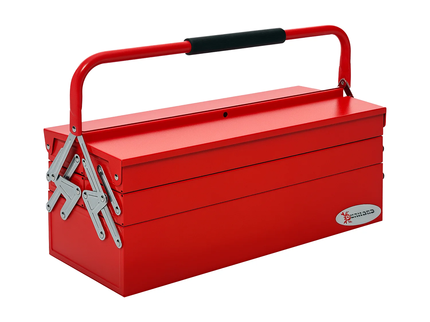 Cassetta porta attrezzi in acciaio pieghevole a 5 vassoi rosso
