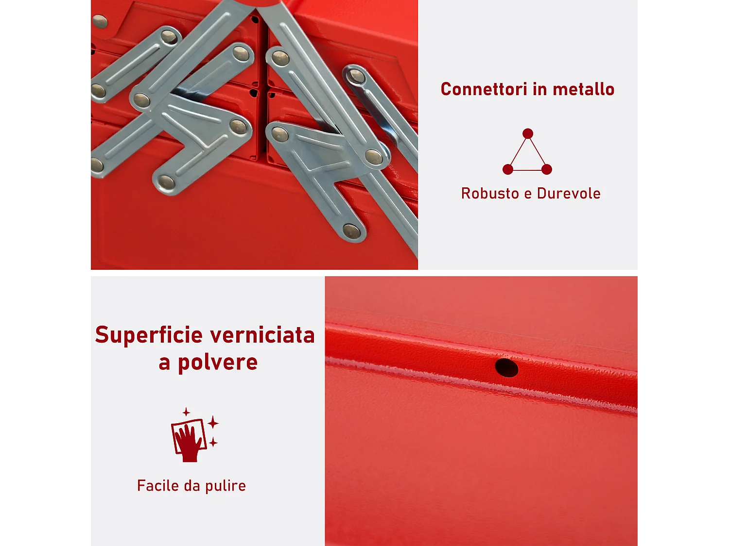 Cassetta porta attrezzi in metallo con 5 vassoi e 3 ripiani