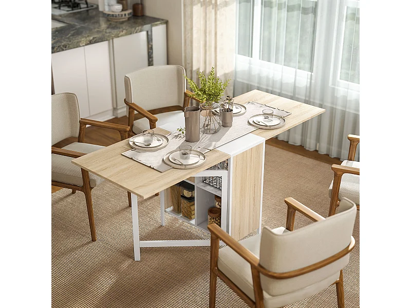 Tavolo pieghevole multiuso con 2 ribalte e 4 ripiani 169x60x75 cm