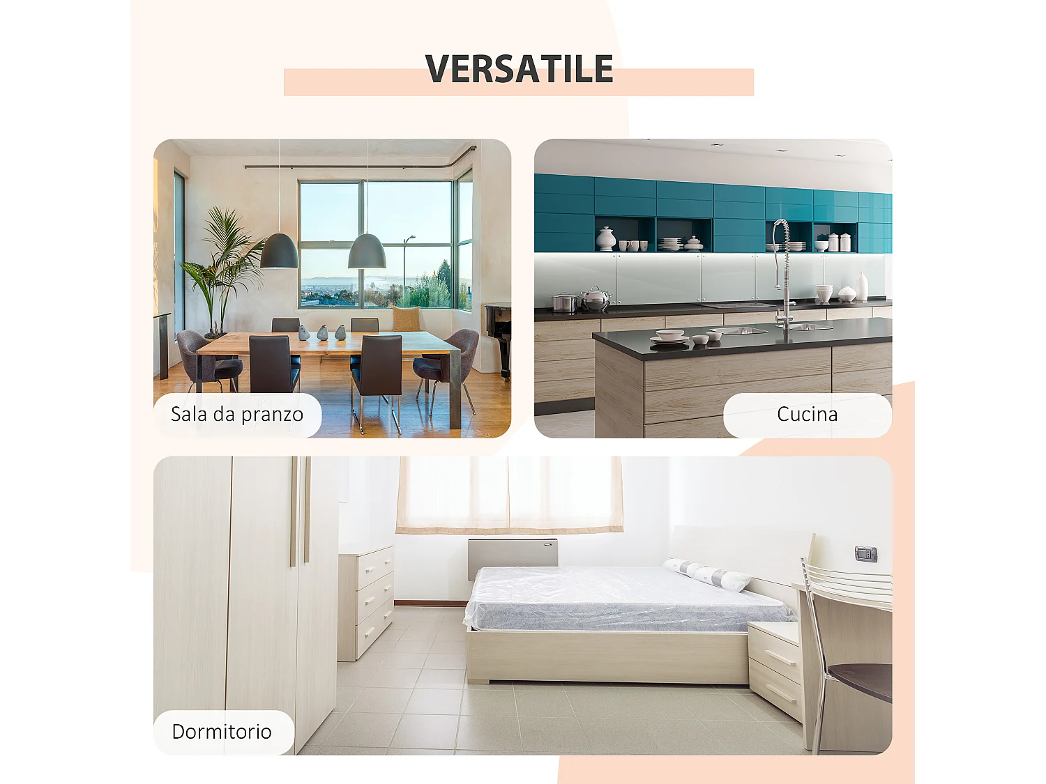 Tavolo pieghevole multiuso con 2 ribalte e 4 ripiani 169x60x75 cm