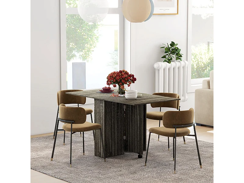 Tavolo a ribalta con 2 ripiani per 6 persone in legno grigio