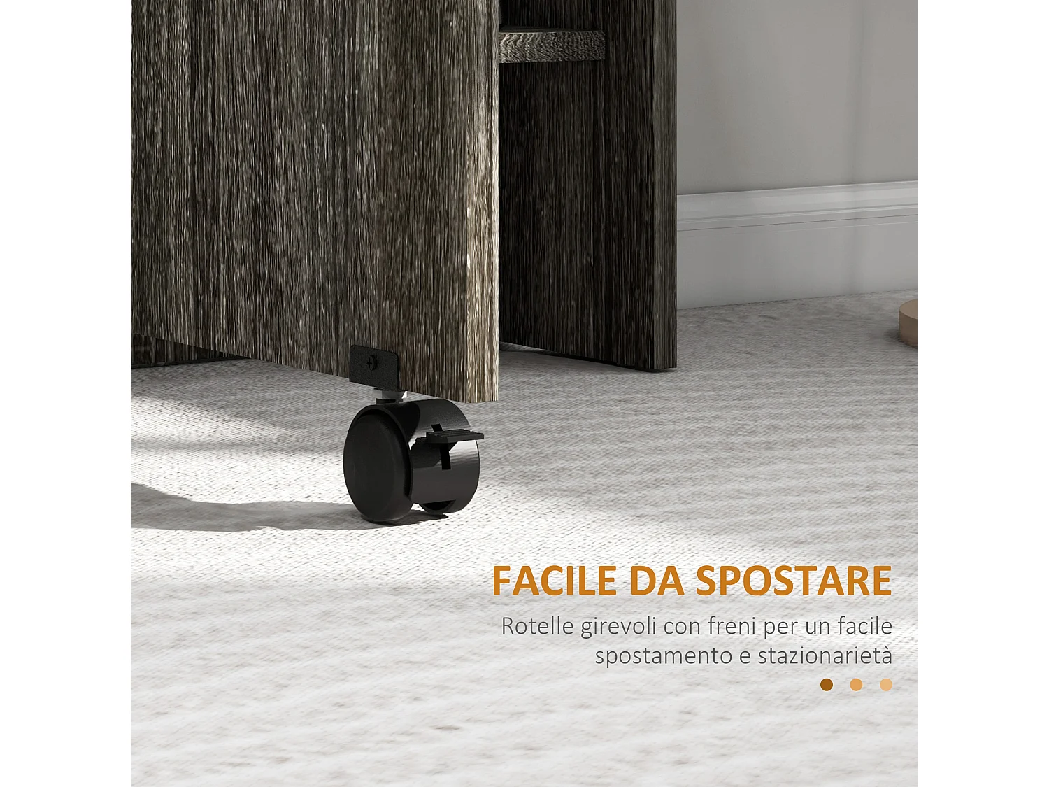 Tavolo a ribalta con 2 ripiani per 6 persone in legno grigio