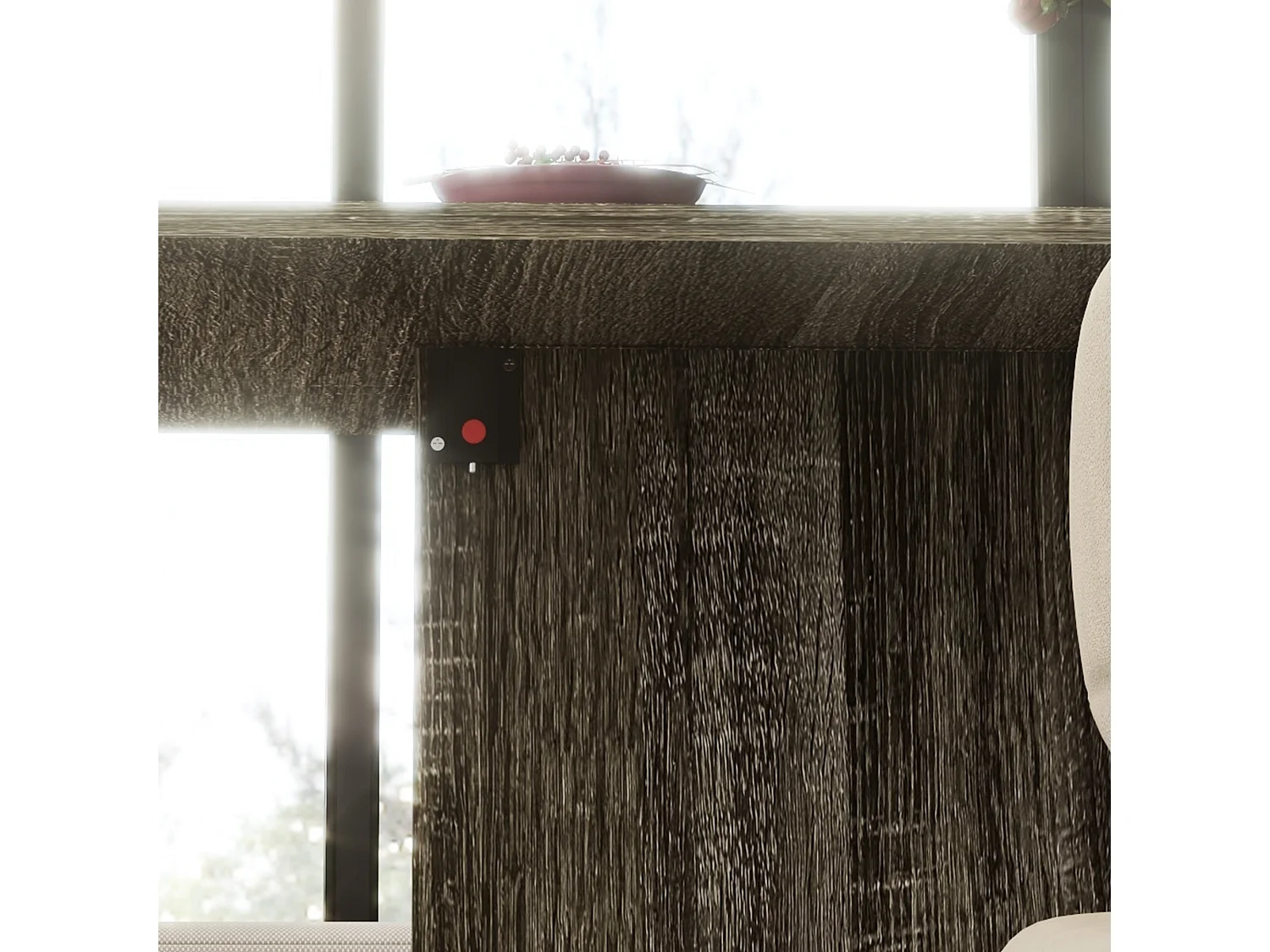 Tavolo a ribalta con 2 ripiani per 6 persone in legno grigio