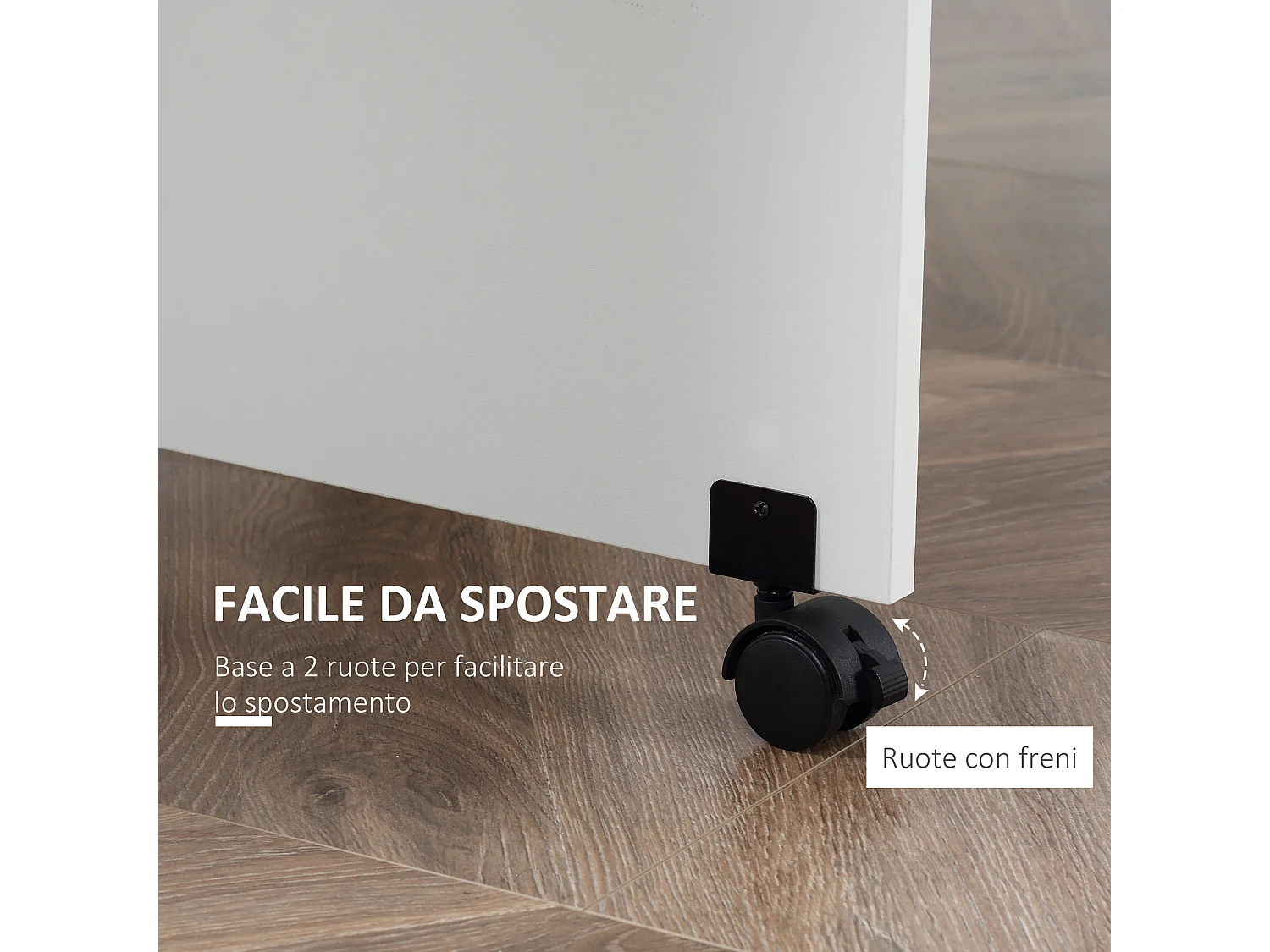 Tavolo pieghevole rettangolare 4-6 persone con 2 ruote in legno