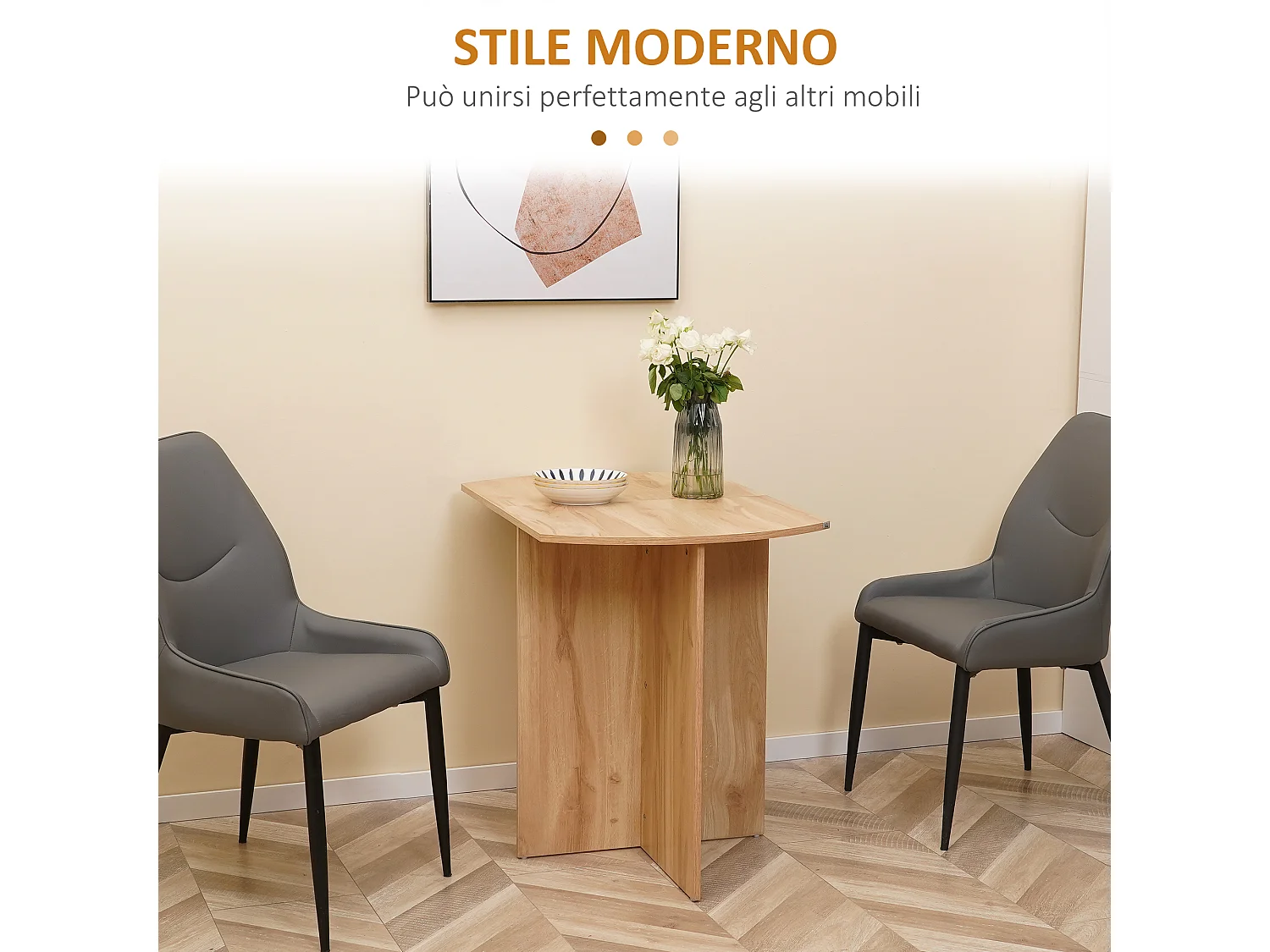 Tavolo da cucina pieghevole salvaspazio 90x60x74cm quercia