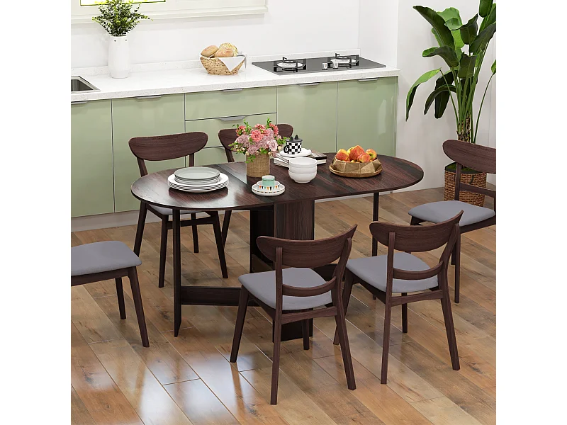 Tavolo pieghevole da pranzo con 2 ribalte ovale in legno marrone