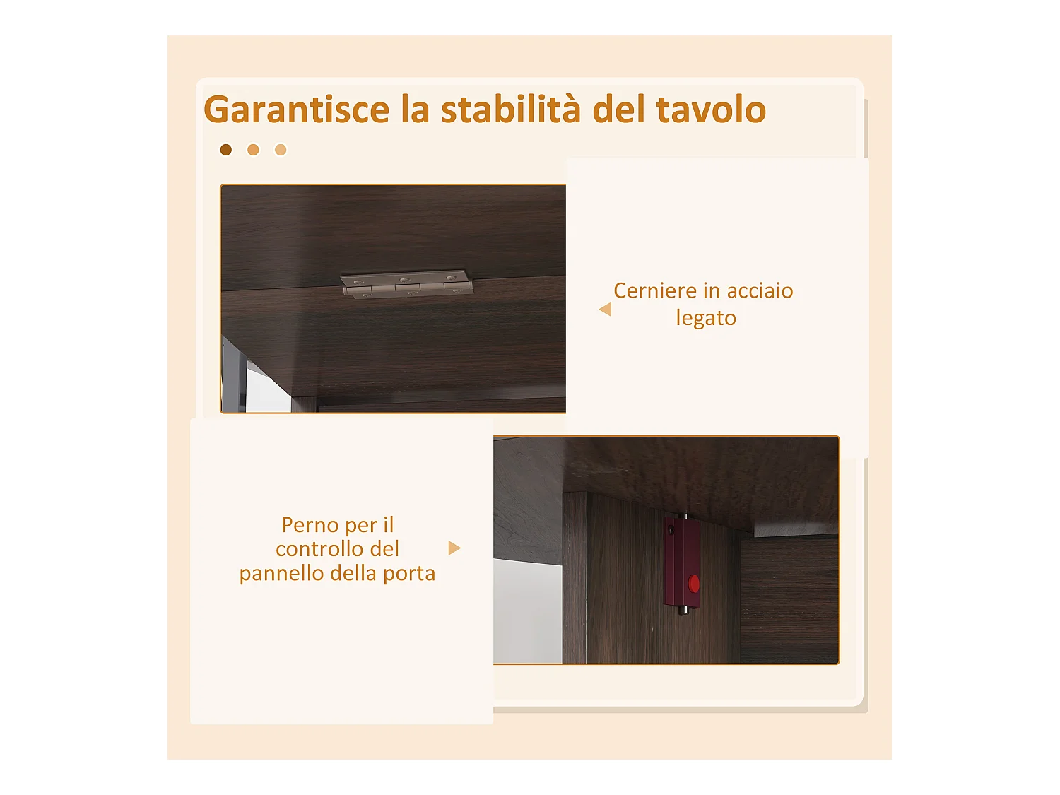 Tavolo pieghevole da pranzo con 2 ribalte ovale in legno marrone