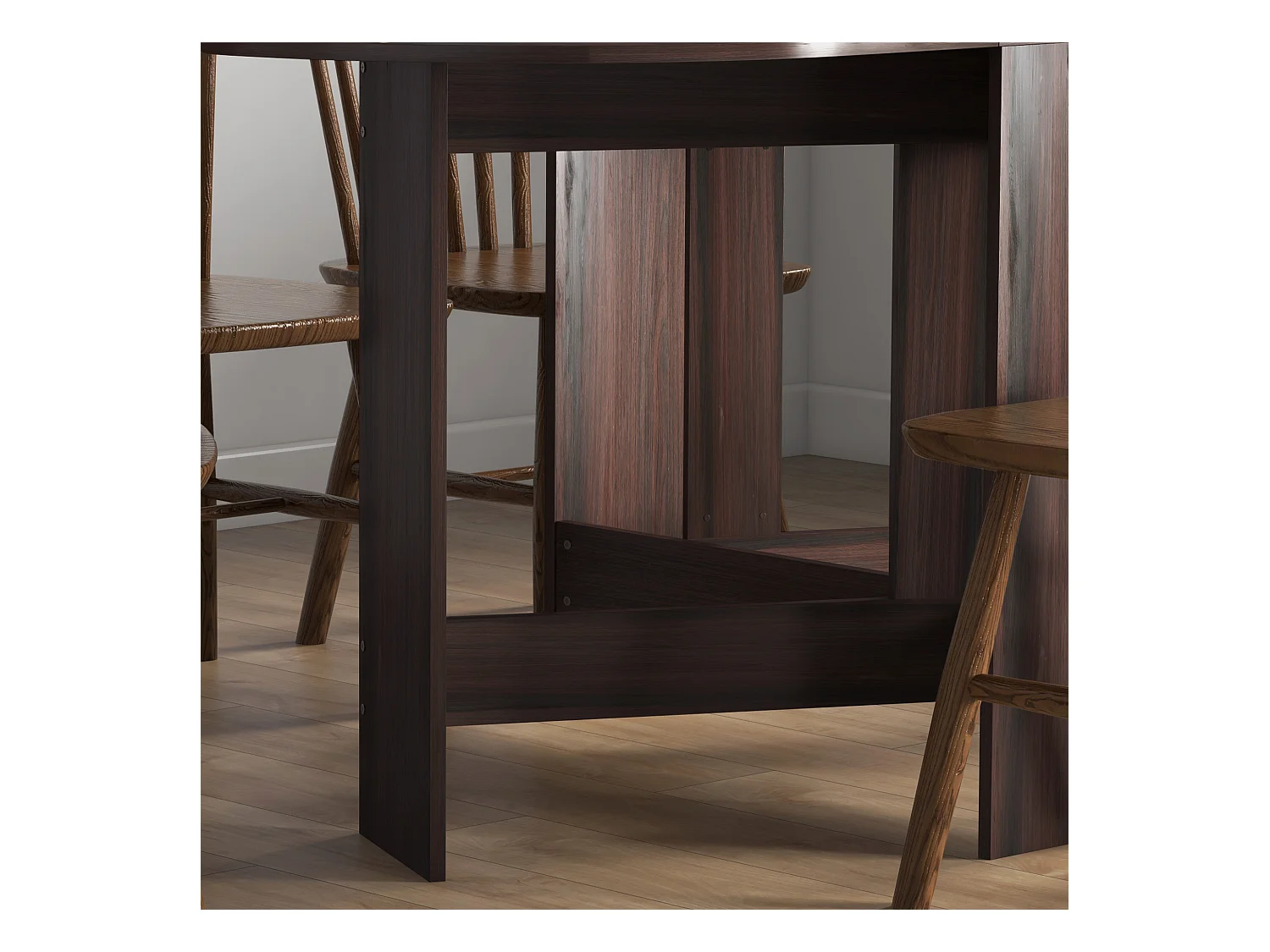 Tavolo pieghevole da pranzo con 2 ribalte ovale in legno marrone