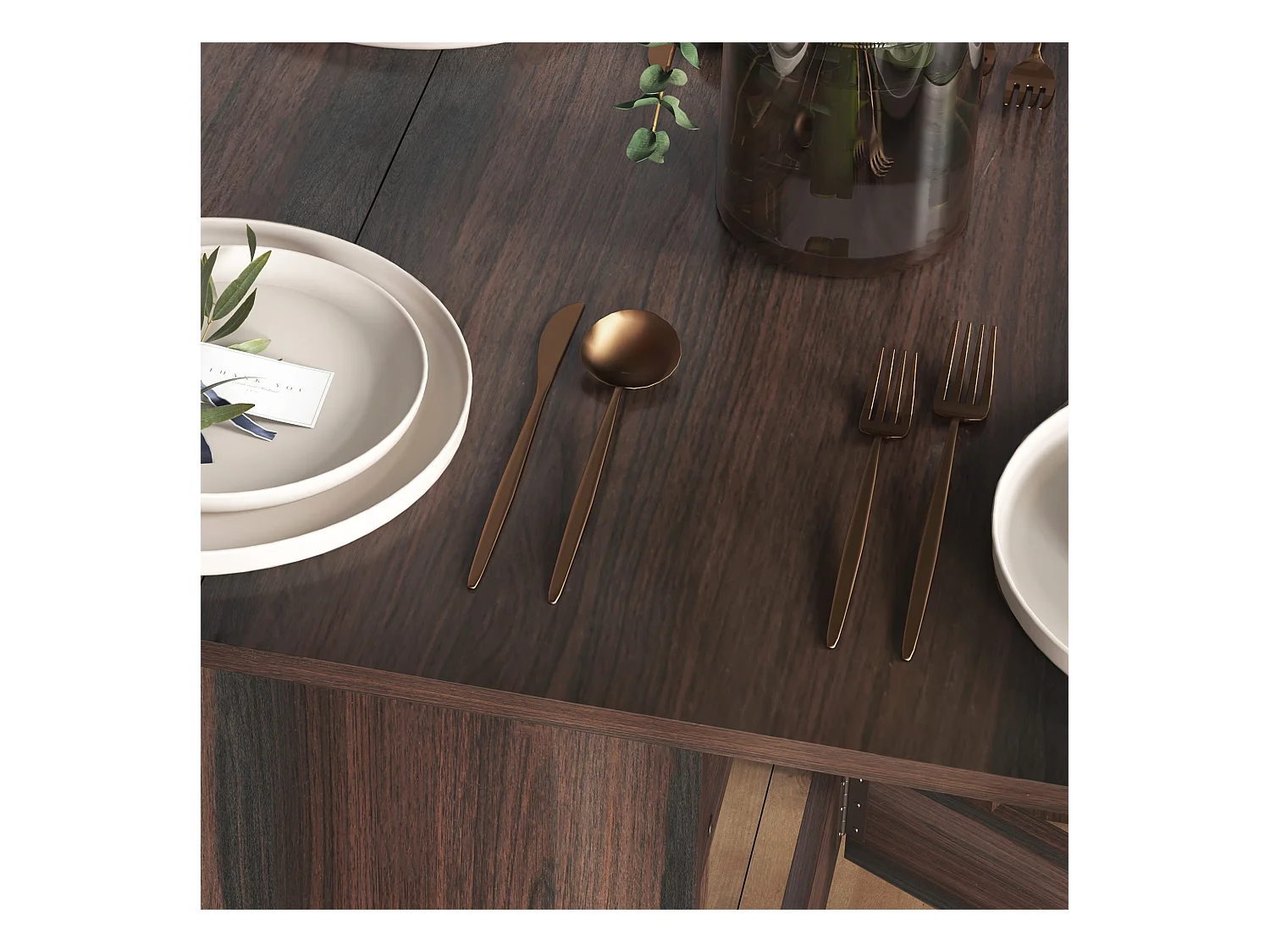 Tavolo pieghevole da pranzo con 2 ribalte ovale in legno marrone