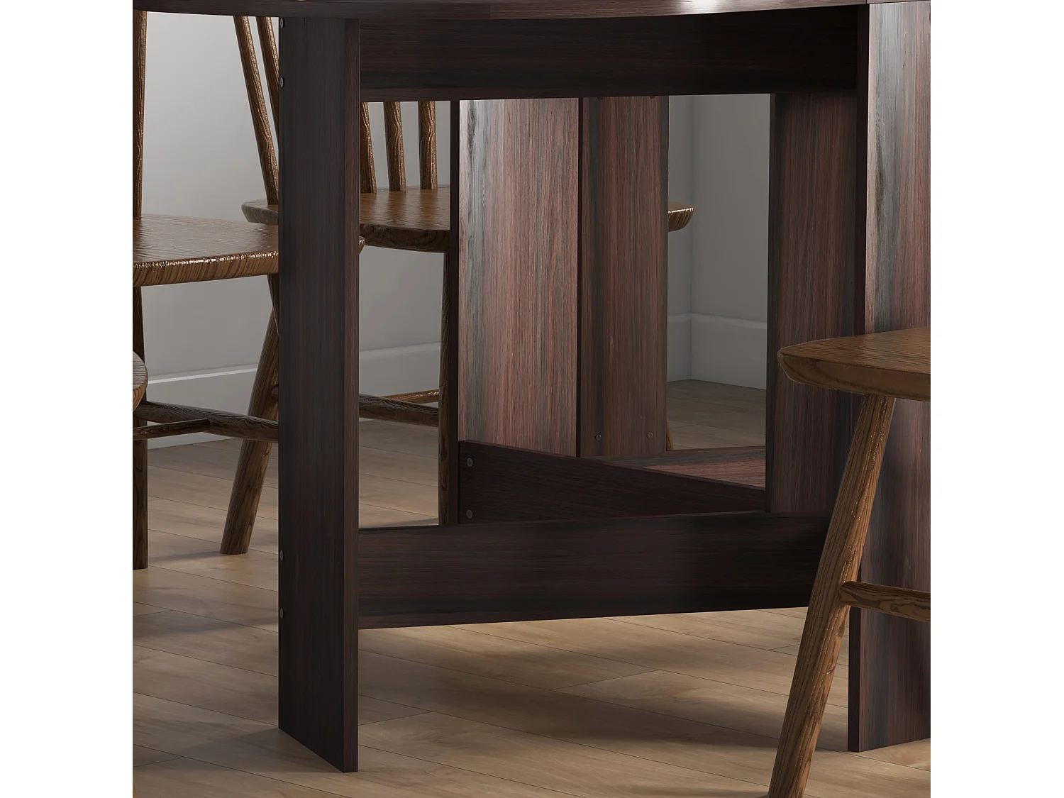 Tavolo pieghevole da pranzo con 2 ribalte ovale in legno marrone