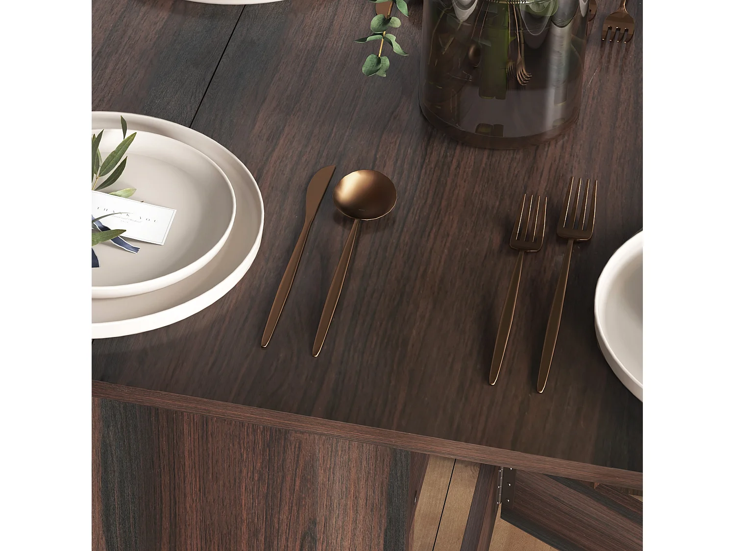 Tavolo pieghevole da pranzo con 2 ribalte ovale in legno marrone