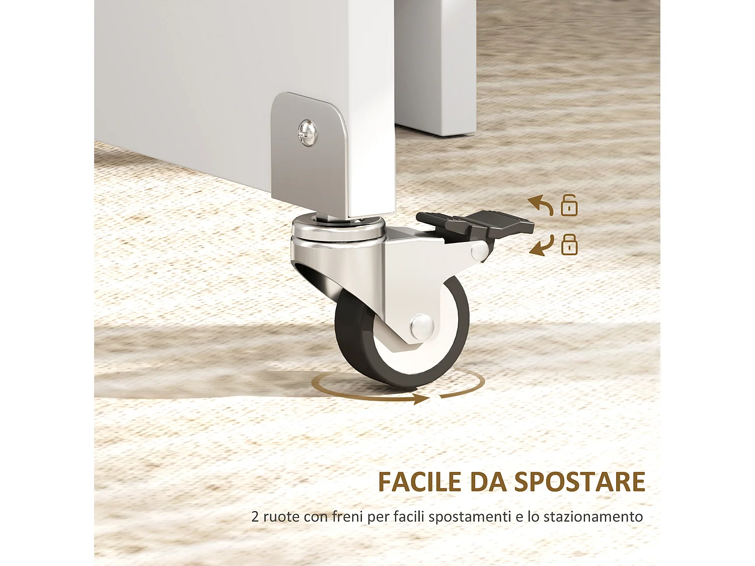 Tavolo pieghevole a 2 ribalte con cassetto e ripiani quercia