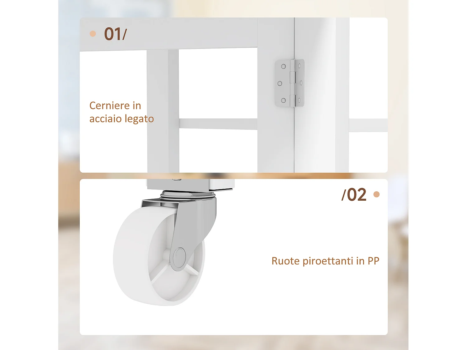 Tavolo pieghevole a 2 ribalte per 4 persone d ripiani bianco