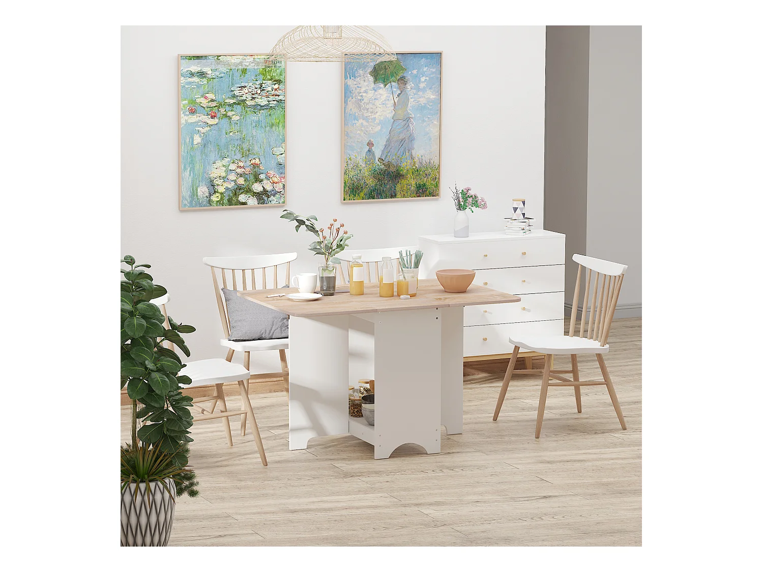 Tavolo consolle a ribalta con mensola pieghevole salvaspazio in legno