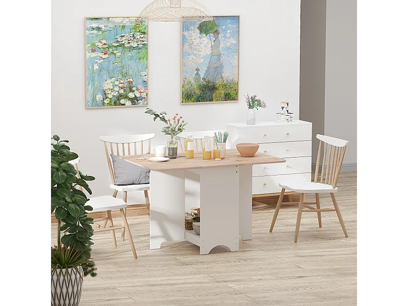 Tavolo consolle a ribalta con mensola pieghevole salvaspazio in legno