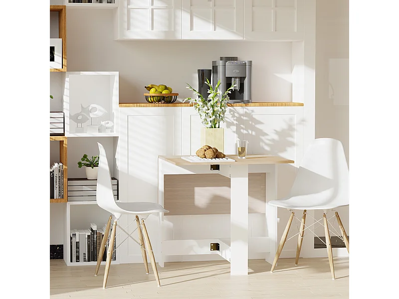 Tavolo pieghevole moderno multifunzione 103x76x73.5cm rovere e bianco