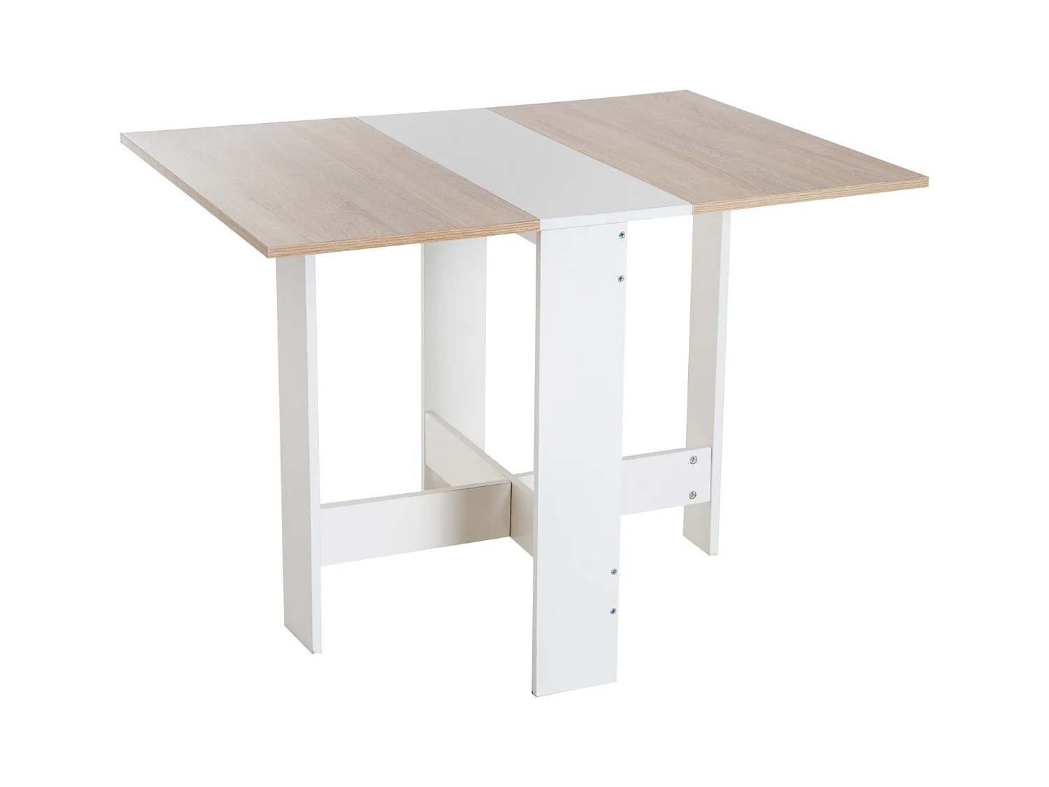Tavolo pieghevole moderno multifunzione 103x76x73.5cm rovere e bianco