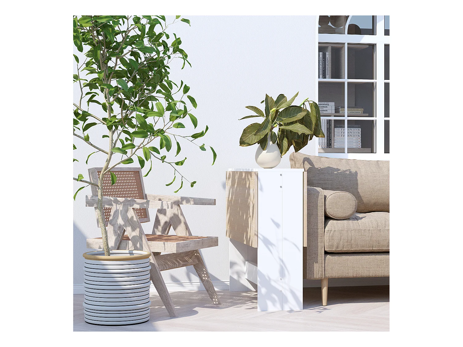 Tavolo pieghevole moderno multifunzione 103x76x73.5cm rovere e bianco