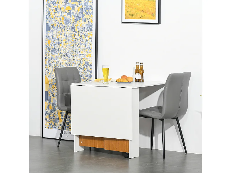 Tavolo pieghevole con rotelle e 2 ribalte 120x80x73cm in legno