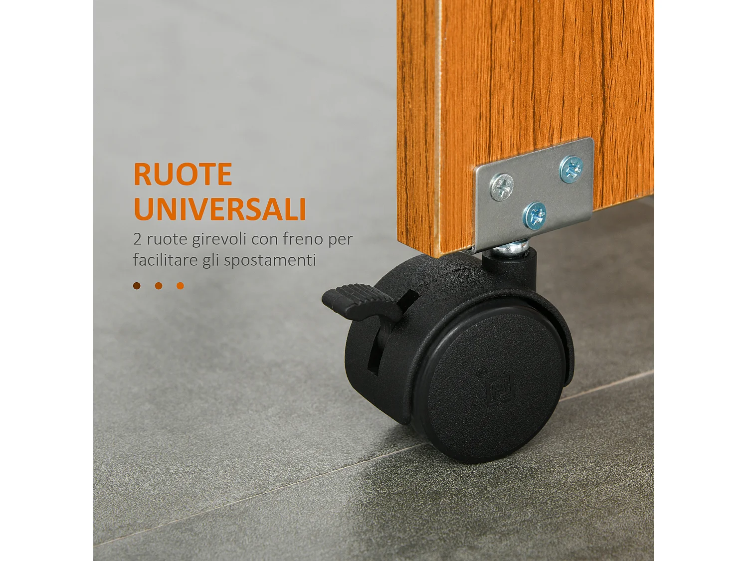 Tavolo pieghevole con rotelle e 2 ribalte 120x80x73cm in legno