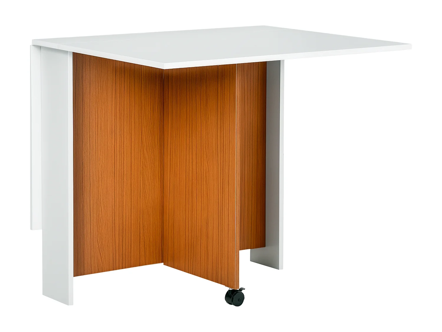 Tavolo pieghevole con rotelle e 2 ribalte 120x80x73cm in legno