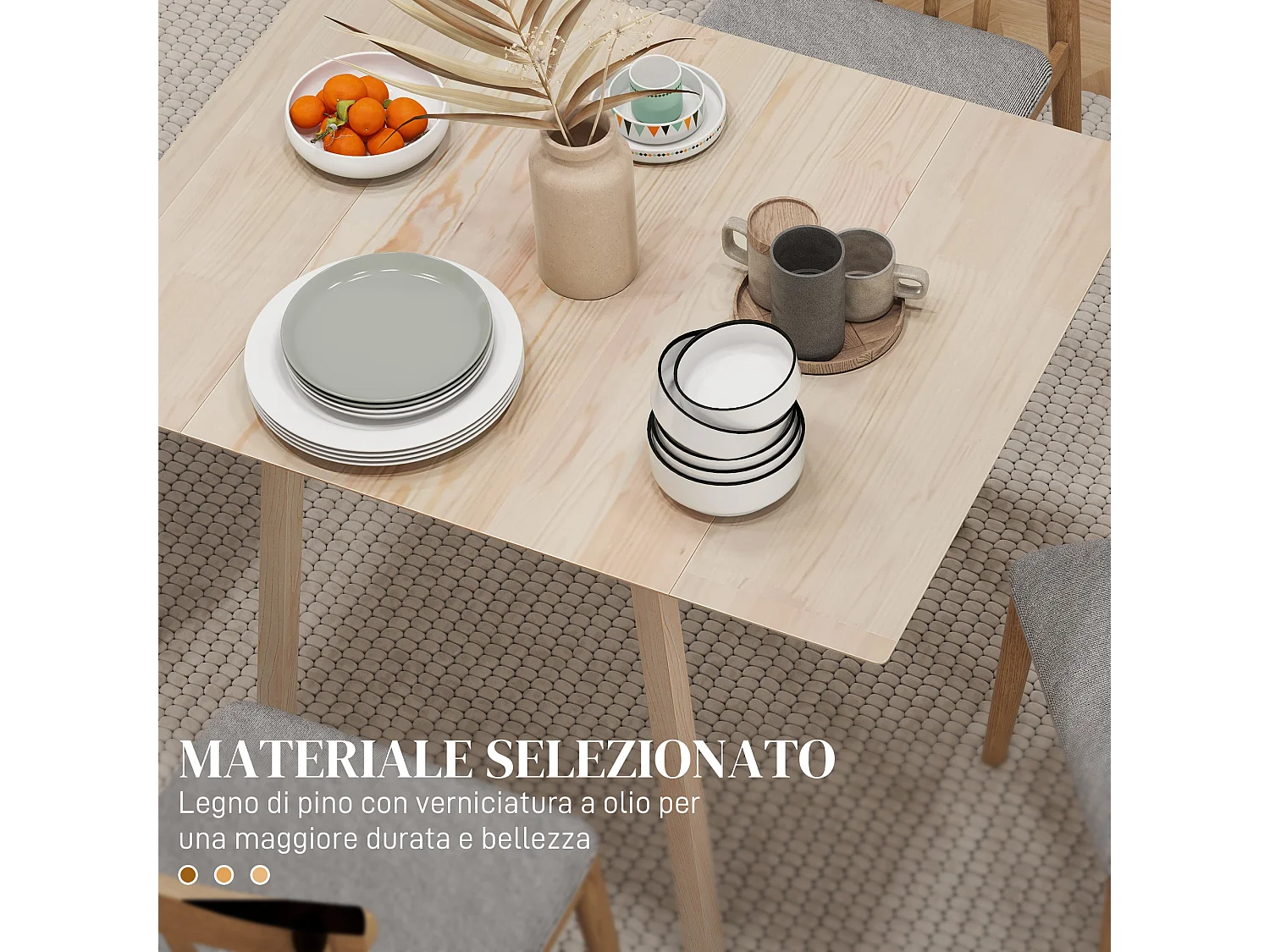 Tavolo da pranzo pieghevole per 2-4 persone con 2 ribalte in legno