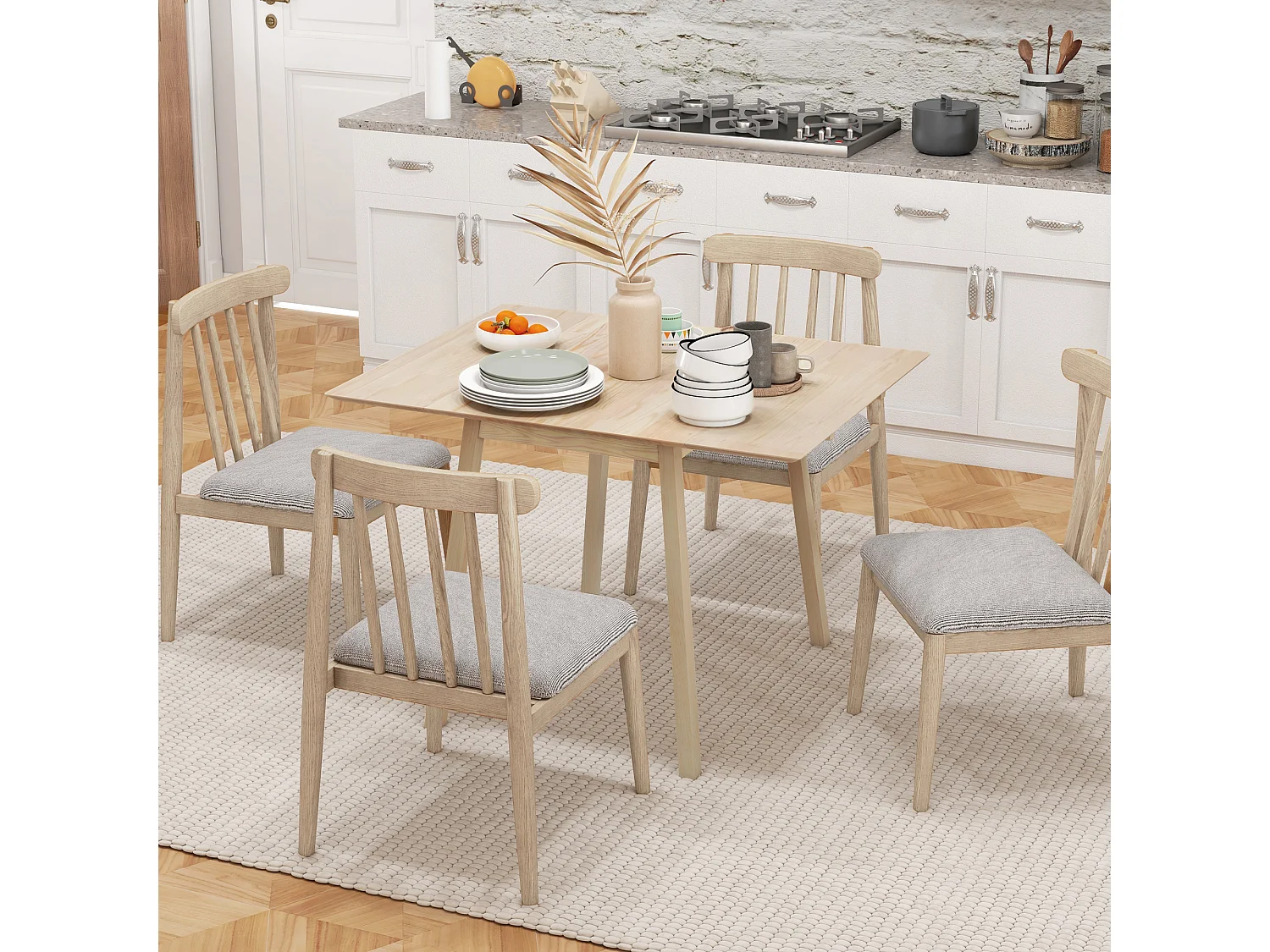 Tavolo da pranzo pieghevole per 2-4 persone con 2 ribalte in legno