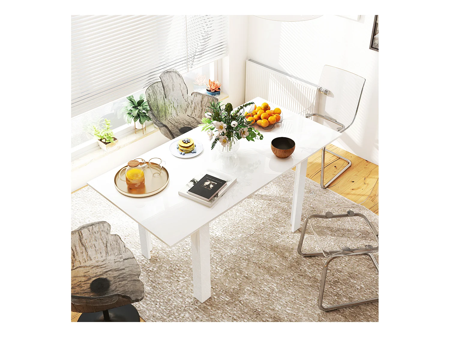 Tavolo da pranzo allungabile per 4-6 persone 120-160x80x78 cm bianco
