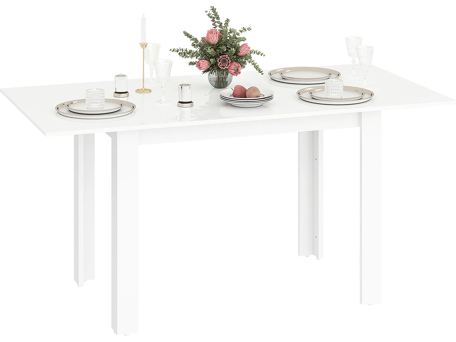 Tavolo da pranzo allungabile per 4-6 persone 120-160x80x78 cm bianco