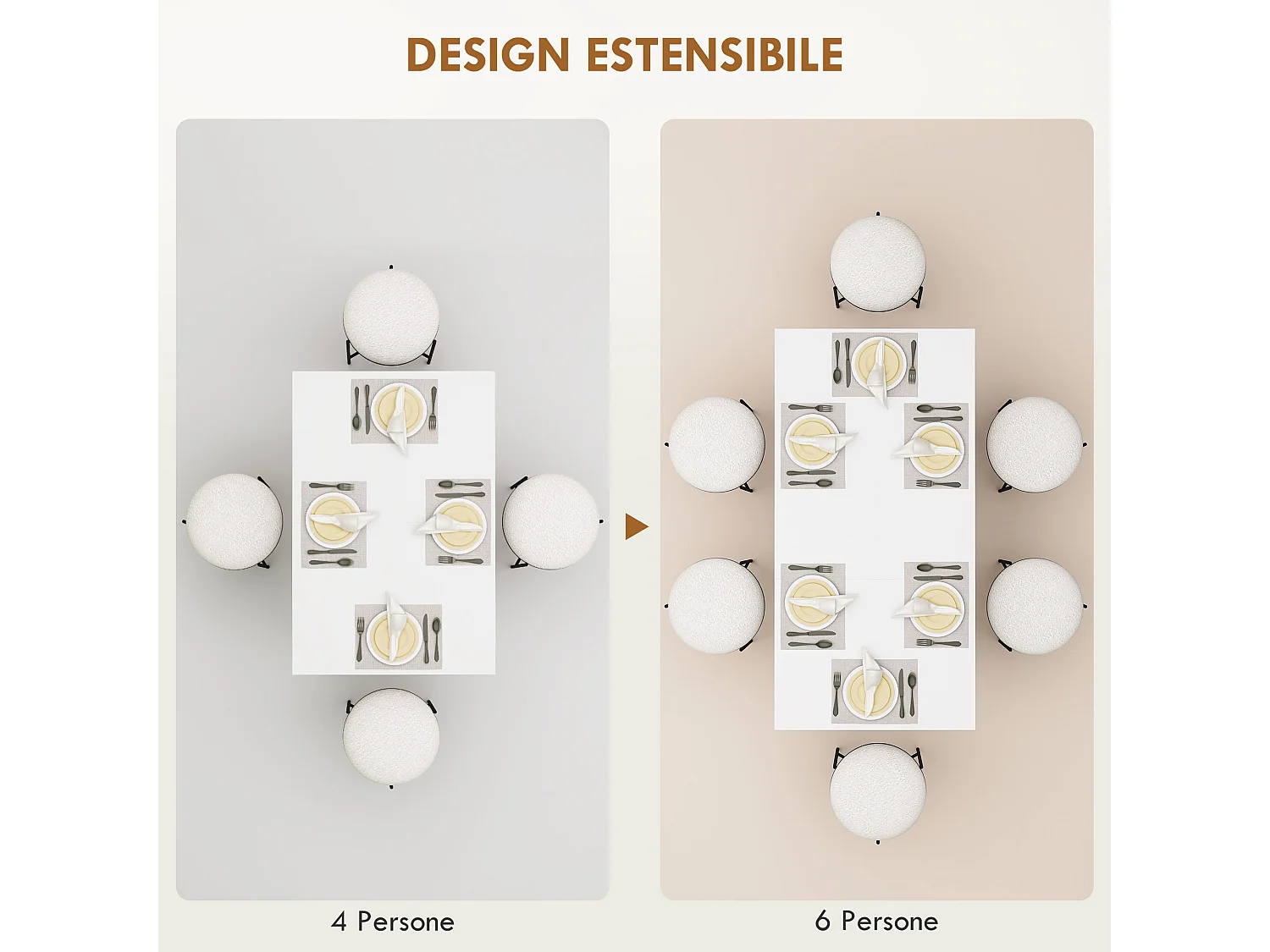 Tavolo da pranzo allungabile per 4-6 persone 120-160x80x78 cm bianco