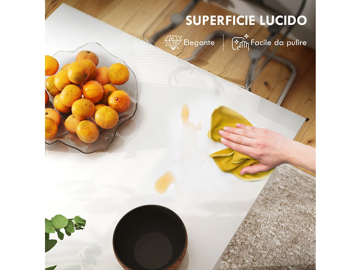 Tavolo da pranzo allungabile per 4-6 persone 120-160x80x78 cm bianco